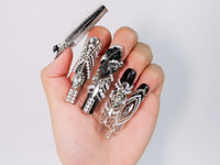 Starlit Noir Handmade Square Nails-H010