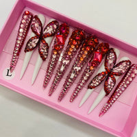 red butterfly Nails【new4523】