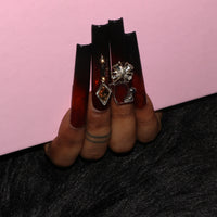 Amber Glint Handmade Square Nails H42-1095