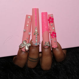 Pink Glitter Pearls Nail H44-1200