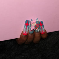 Blue Pink Cub Nails H47-1358