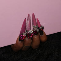 Black Pink Glitz Nail S31-1008