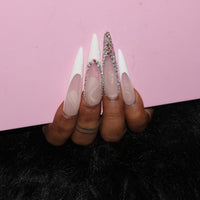 Nude Rhinestone Edge Nail S42-1082