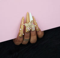 Golden Butterfly Pearl Nail S43-1136