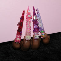 Rainbow Long  Colorful Stiletto Nails S45-1271