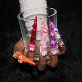 Rainbow Long  Colorful Stiletto Nails S45-1271