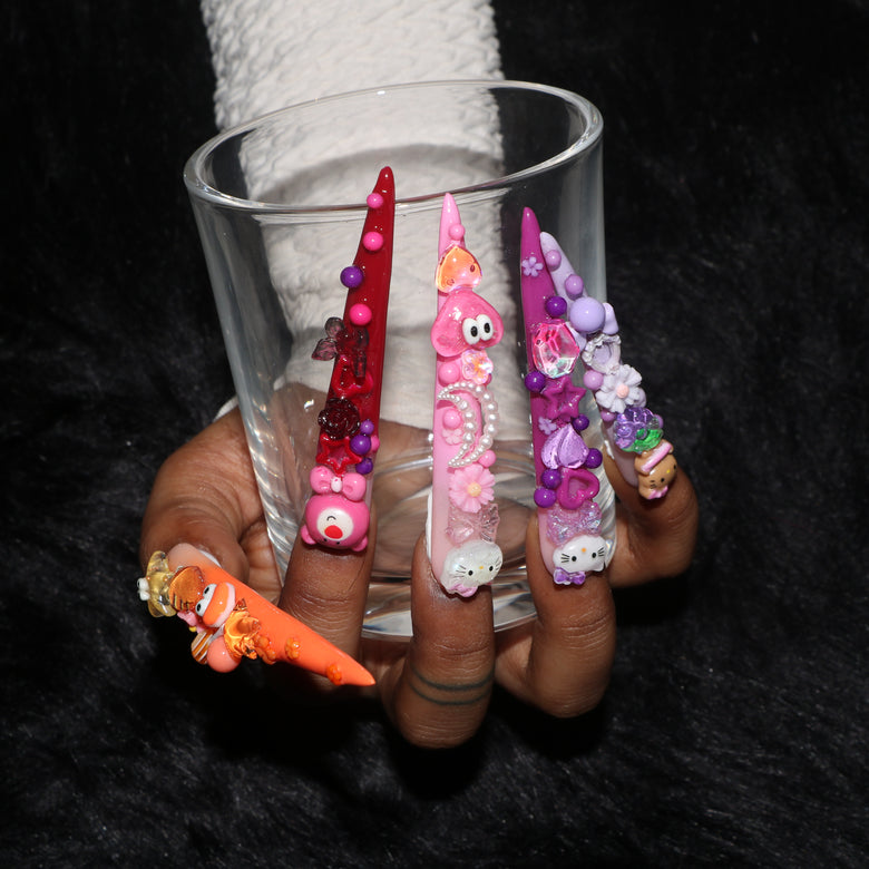 Rainbow Long  Colorful Stiletto Nails S45-1271