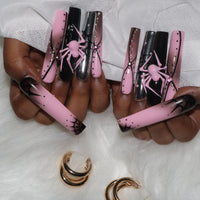 Black Pink Spider Nail H43-114