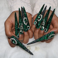 Green Elf Long Pointed Nails S44-1218