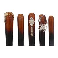 Amber Glint Handmade Square Nails H42-1095