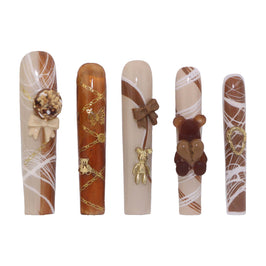 ChocoBear Couture Brown Square Nails-H-H43-1116