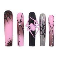 Black Pink Spider Nail H43-114