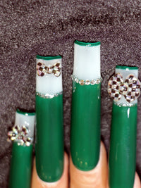 Jade fingertip diamond Nails【H44-1201】