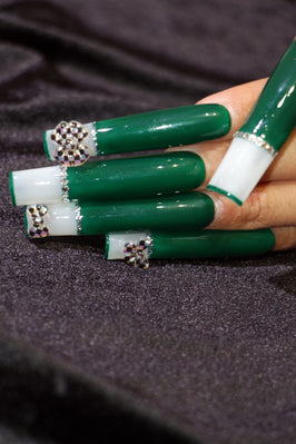 Jade fingertip diamond Nails【H44-1201】