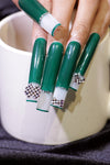 Jade fingertip diamond Nails【H44-1201】