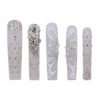 Silver Butterfly Gem Nail H44-1206