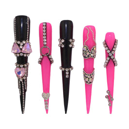 Bikini Sexy Black And Pink  Sttileto Nails H44-1248