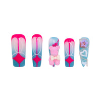 Blue Pink Cub Nails H47-1358