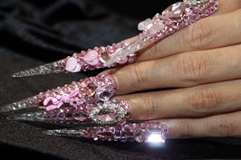 Exclusive pink diamond Nails S44-1202