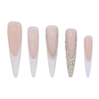 Nude Rhinestone Edge Nail S42-1082