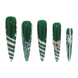 Green Striped Nail S42-1086