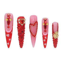 Pink Hearty Gem Nail S43-1135