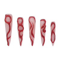 Red Curvy Line Nail S43-1163