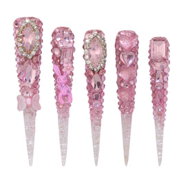 Exclusive pink diamond Nails S44-1202