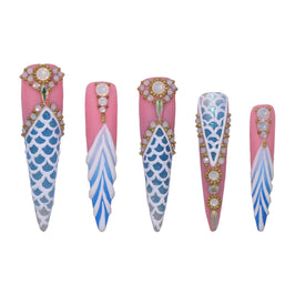 Pink Blue Mermaid Nail S47-1307